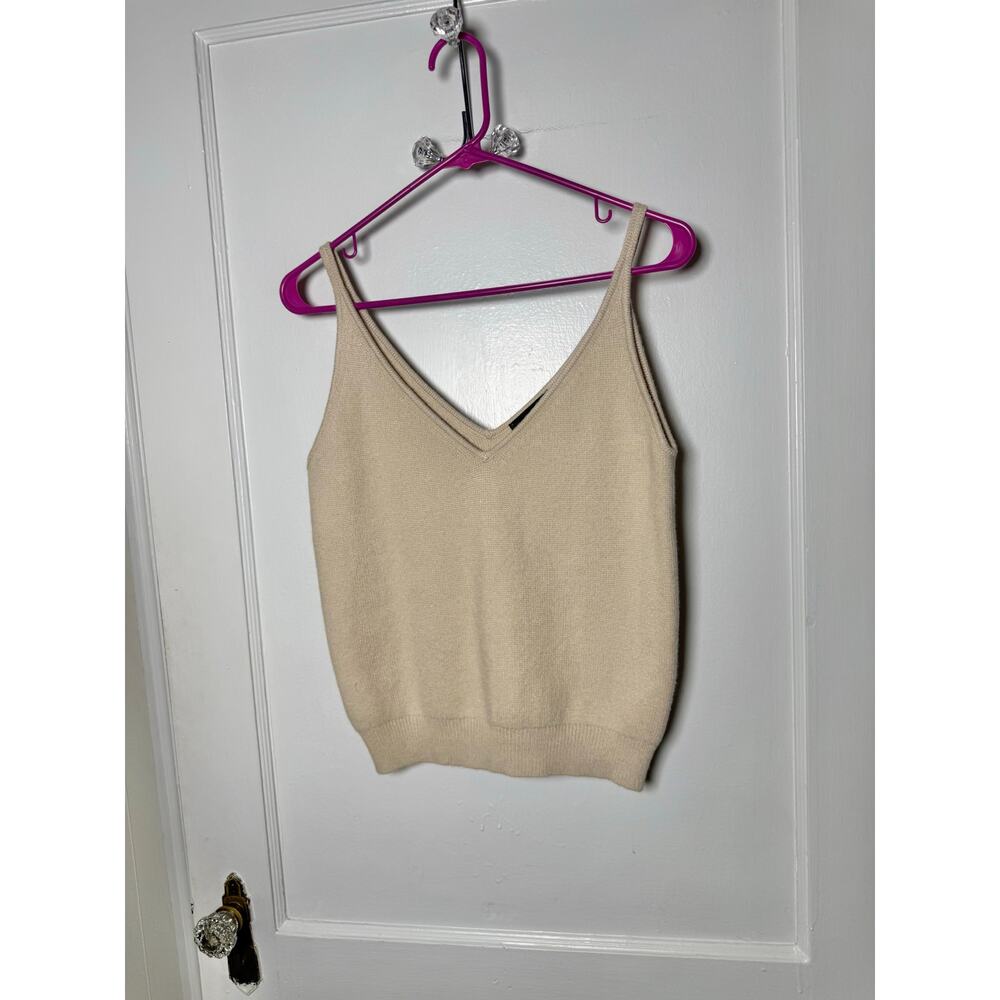 Ann Taylor Beige Tan Sleeveless Tank Cami Neutral Minimalist Top Women's Small